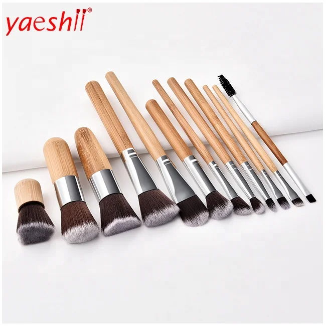 

Yaeshii Professional 12pcs Bamboo Makeup Brushes Make Up Brush Set + Bag Kit Maquiagem Brochas Maquillaje Tools, Colorful makeup brush