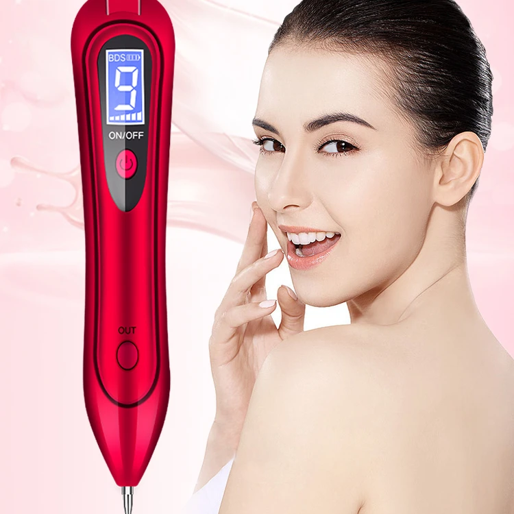 

Portable Mole Remover, Newest 9 Gears Adjustable Rechargeable Skin Tag Removal Pen with LCD, Home Use Laser Tattoo Eraser, Chinese red