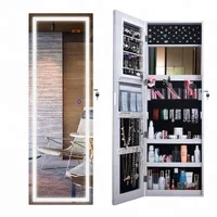 

Modern Furniture Floor Standing White Cheap Classic Armoire Jewelry Led Dressing Mirror Cabinet With Extended Thicken Top Light