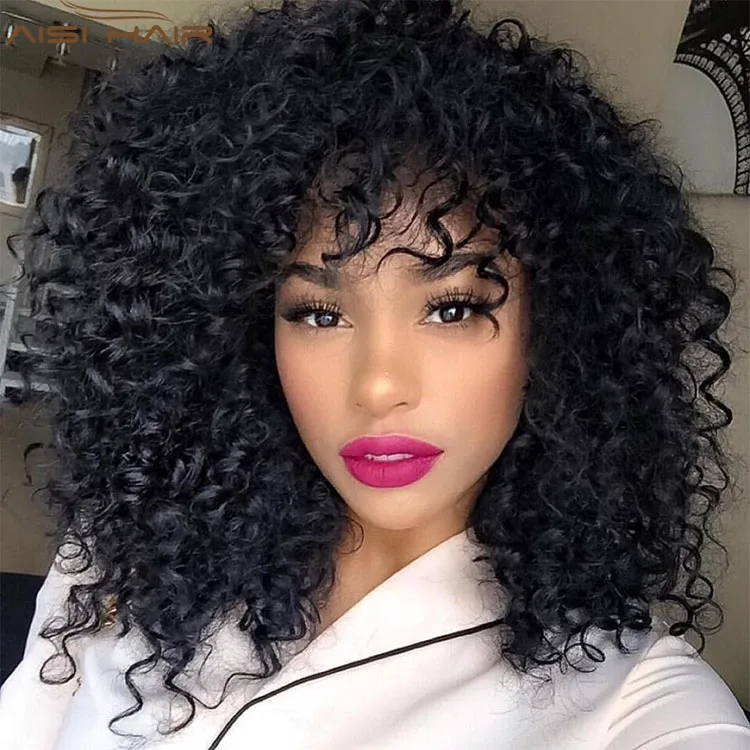 

Top Quality Jet Black Hair , Kinky Curly Hair , Synthetic Wig