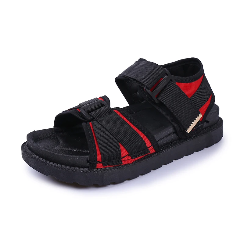 

buckles mesh man adult sandals, Black,black-red