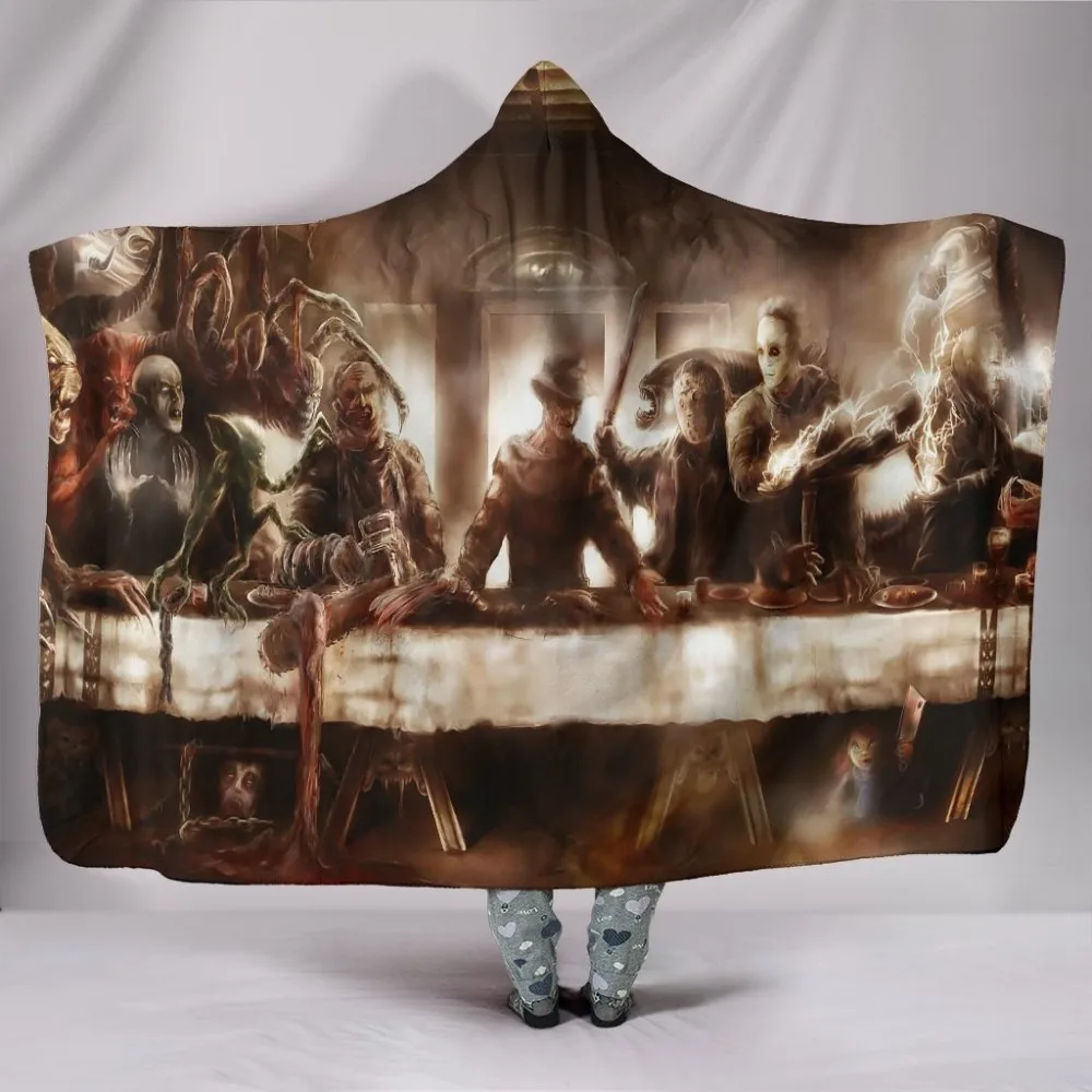 horror movie character last supper hooded premium blanket for