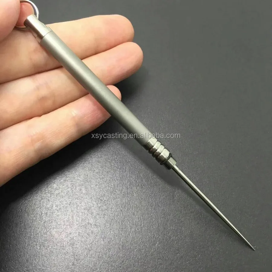 Custom 65mm Length Grey Blue Titanium Metal Toothpicks With Holder