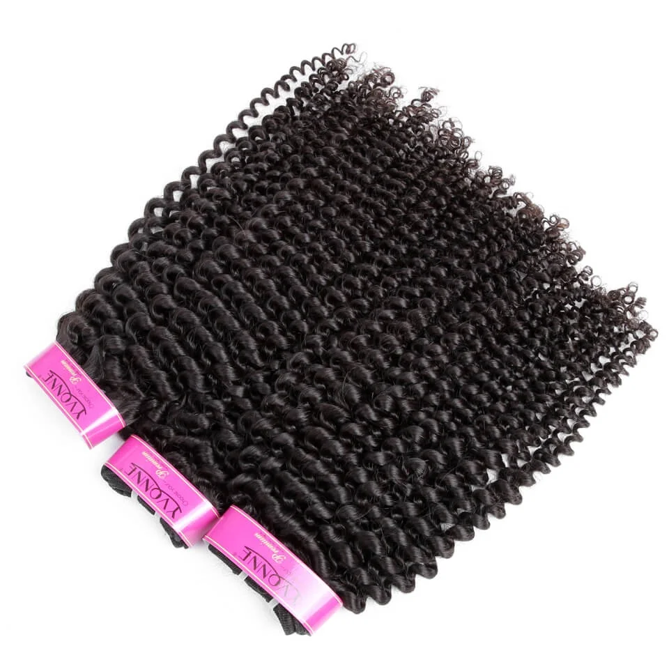 

Yvonne accept paypal machine double weft brazilian kinky curly human hair vendors, Natural color 1b