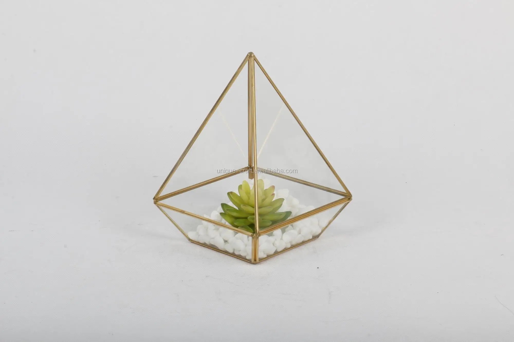 Hanging Glass Pyramid Terrarium Gold Geometric Pots for Succulent Air Plants