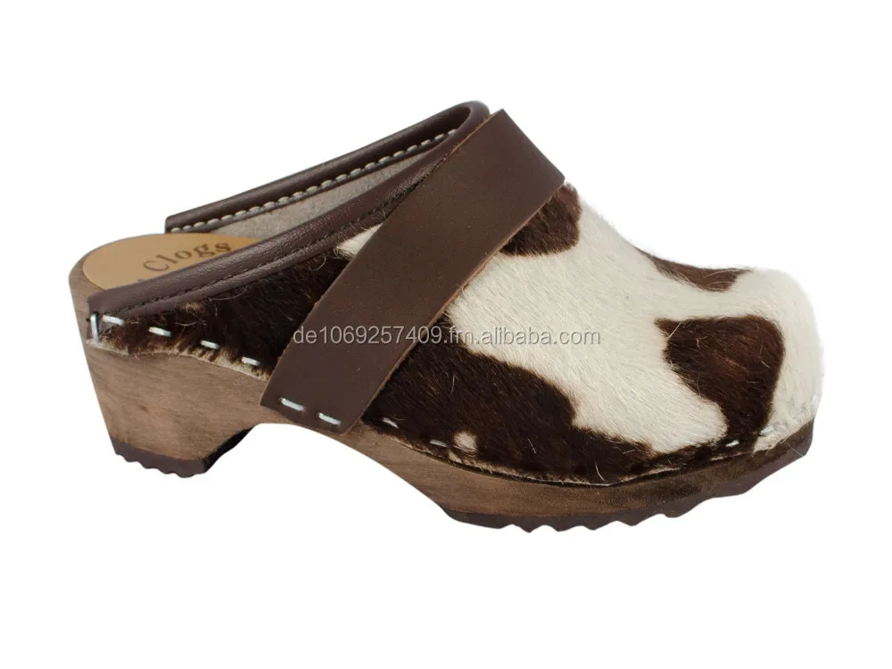 cow skin clogs