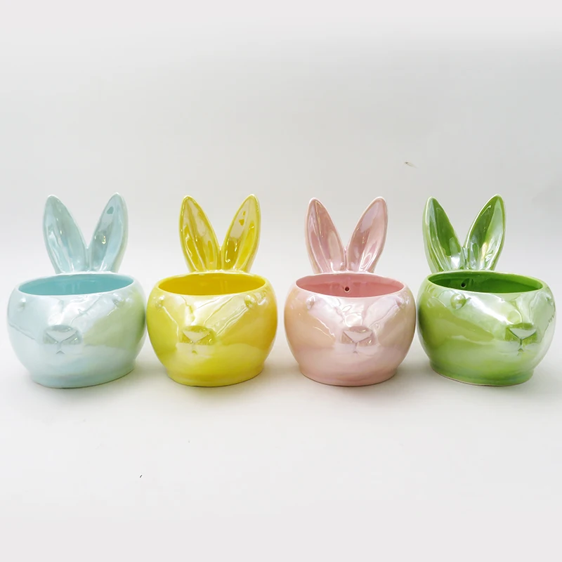 

ceramic rabbit flower plant pot for Easter decorations, Customized