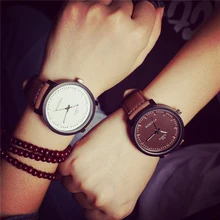 Attractive 2015 NEW Watch Fashion Round Steel Case Men women Leather Quartz analog wrist Watch Top sale JY29
