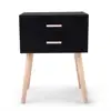 Black Nightstand Side Sofa Bedside Storage End Table with 2 Drawers for Bedroom Decor Furniture