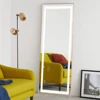 MR-LED042 home decorative standing leaning framed full length led floor mirror lighted