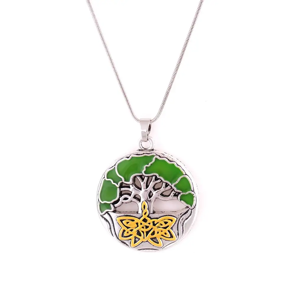 

N474 Trade Assurance Enameled Yggdrasil Tree Pendant Norse Amulet Religious Men and Women Necklace, As picture