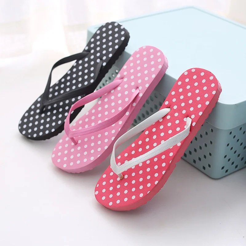 

Amazon hot sale summer ladies and man PVC thong Polka Dots beach slipper flip flops sandals