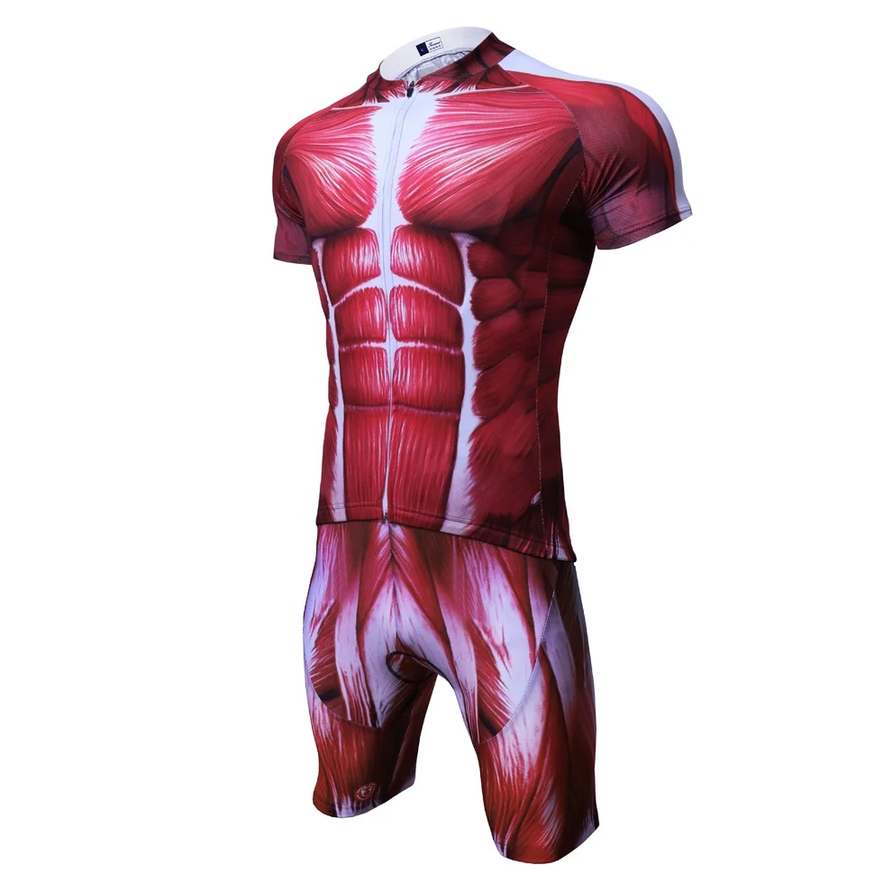 

3D muscle man skeleton human meridian custom designs cycling jersey, Customized color