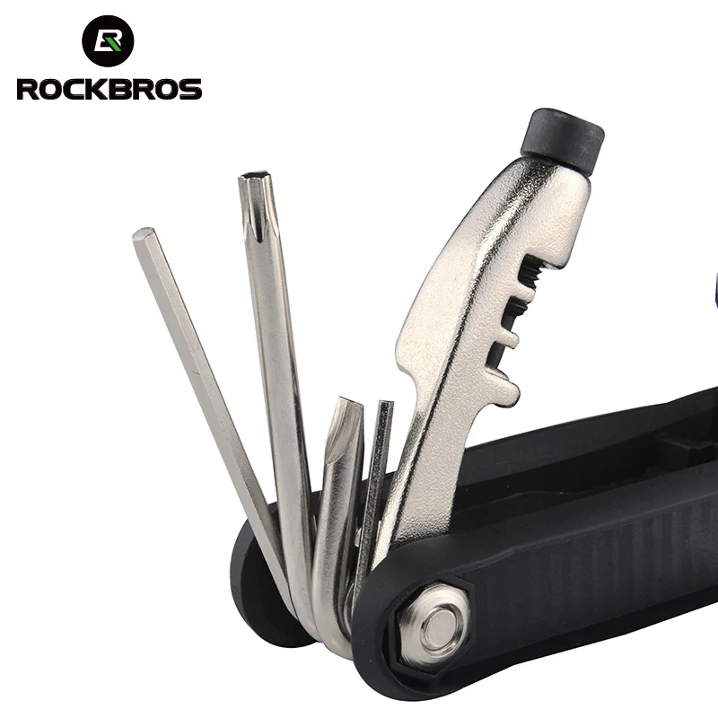 

ROCKBROS 12 in 1 Bike Multifunctional Mini Set Kit Spoke Cycle Multi Tool Wrench Sets Black Bicycle repair folding tool