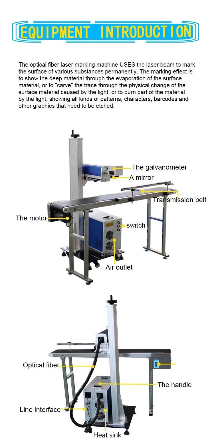 EARAIN BSL controller 20w 30w 50w flying laser marking machine for assembly line flow line pvc pipe