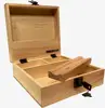 Locking Stash Box with Rolling Tray - Stash Box with Lock and Key - Stash Boxes Compartment Storage for Accessories (Natural Woo