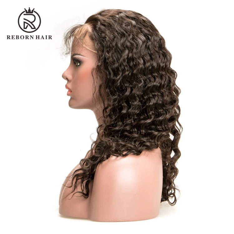 Indian Women 16 Inch Virgin Remy Hair Wig Deep Wave 360 Wavy Wig