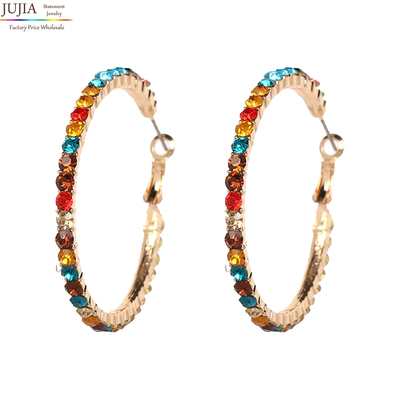 

Fashion Gold hoop with Diamond piercing inlay earrings hot women, Picture