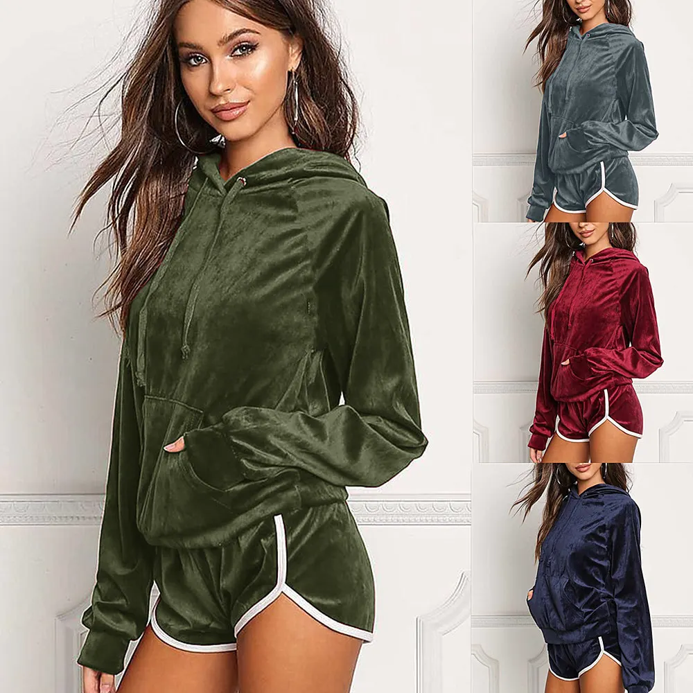 

Hot Sale Popular Winter Women's Hooded Casual Sport Suits