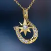 KRKC&CO Wholesale Hip Hop Men and Women Lucky Pendant 14K Gold Iced Out Six-Point Star And Horseshoe Pendant Set