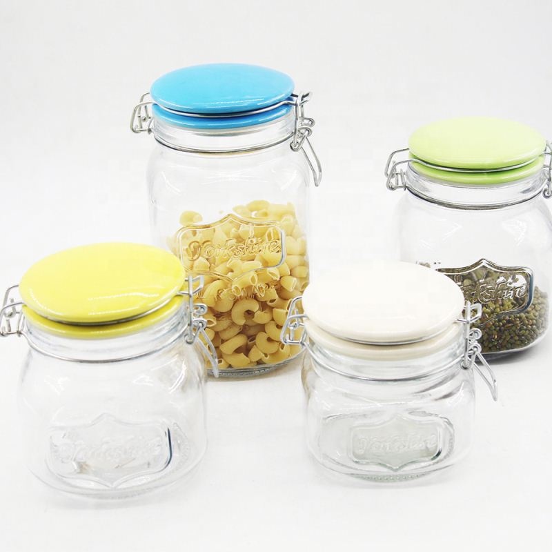

Free Sample Wide Mouth Round Glass Storage Jar With Clip Top