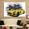 2018 Newest Modern canvas cool yellow car painting art on canvas for living room home decorative art work