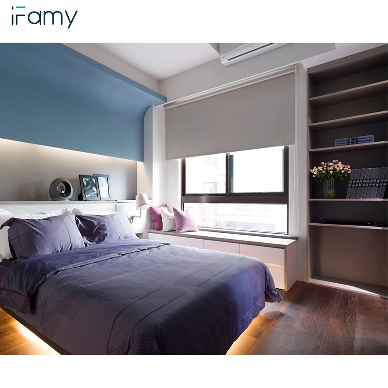 

New design windproof blackout PVC and polyester fabric solid blackout blinds manual shades for 3-4 star hotel room windows