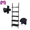 2019 New Style Bookcase 5 Tier Black Color Wooden Wall Mounted Display Rack