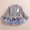 Autumn new children's skirt girls long-sleeved sweater coat puff skirt original single jacquard yarn dresskids clothing sweater