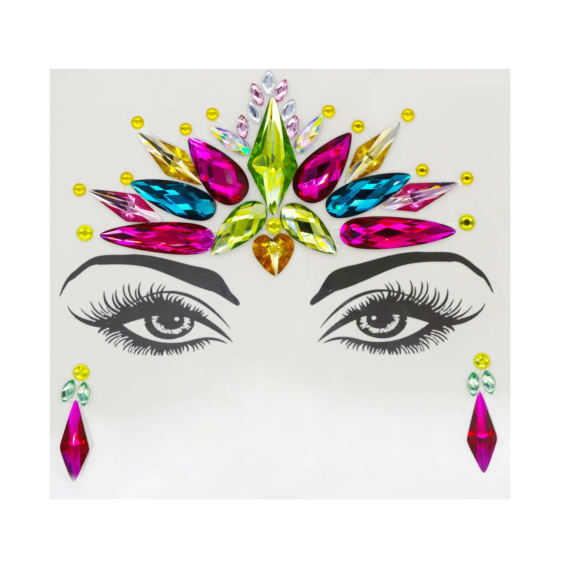 

Festival Rave Face Gems Glitter diamond crystal sticker sheet custom face sticker diy crystal sticker