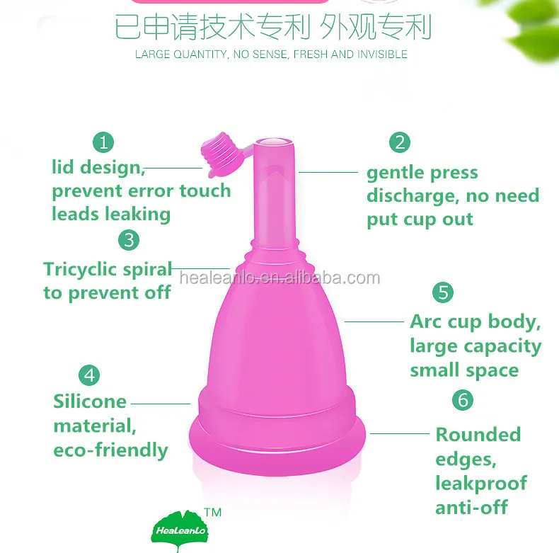 Ladies Hygiene Products Silicone Discharge Menstrual Cups With Valve ...