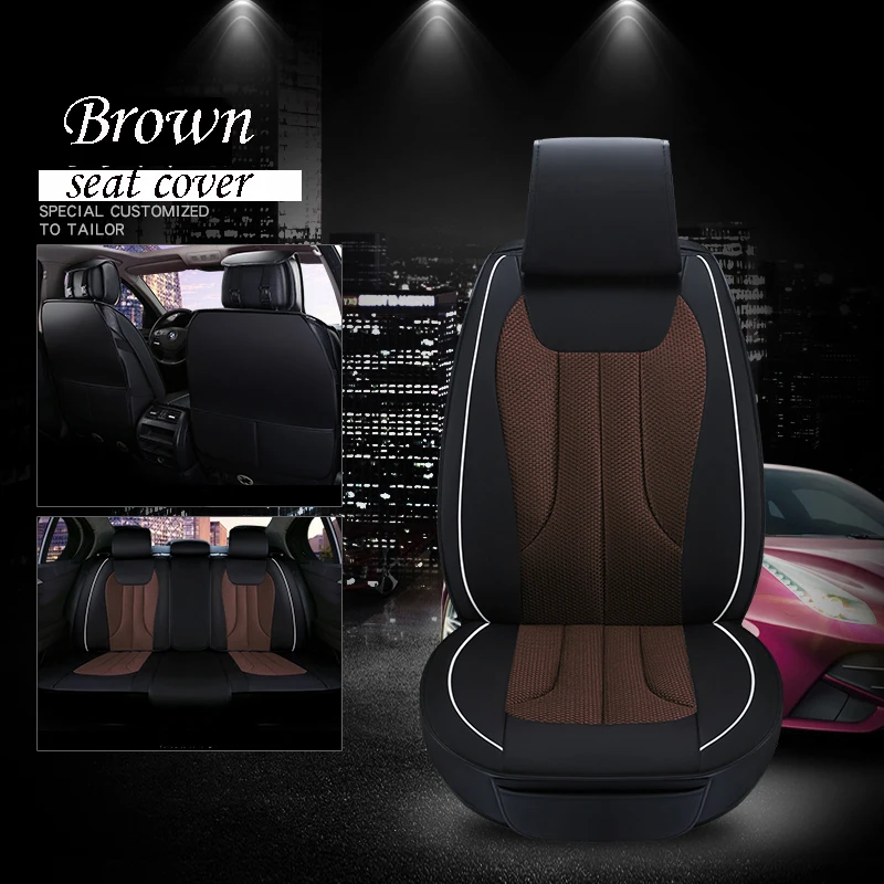 

Free Dropshipping Full Set Universal Car Seat Cover 5D Surrounded Luxury Waterproof Pu Leather and Silk Car Seat Cushions, Black/purple// beige/red/brown/gray/pink/d-pink