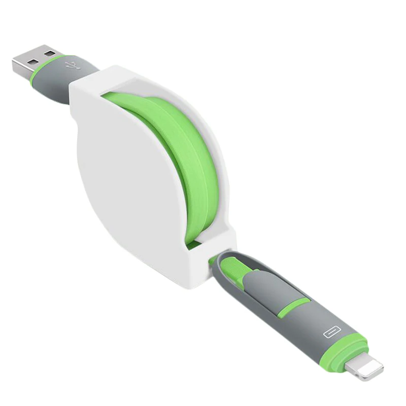 

Amazon Top Seller Data Transfer line 2 in 1 Retractable Usb Charging Cable, Multi color