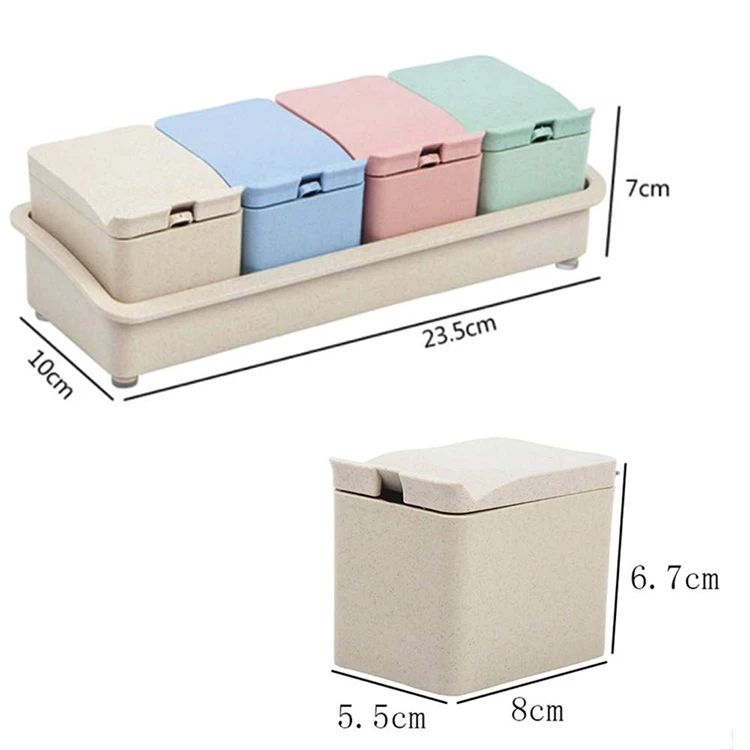 Online Shop New Products Kitchen Accessories Set Wheat Fiber Cooking Tool 4pcs Colors Condinent Container Salt Seasoning Box.jpg