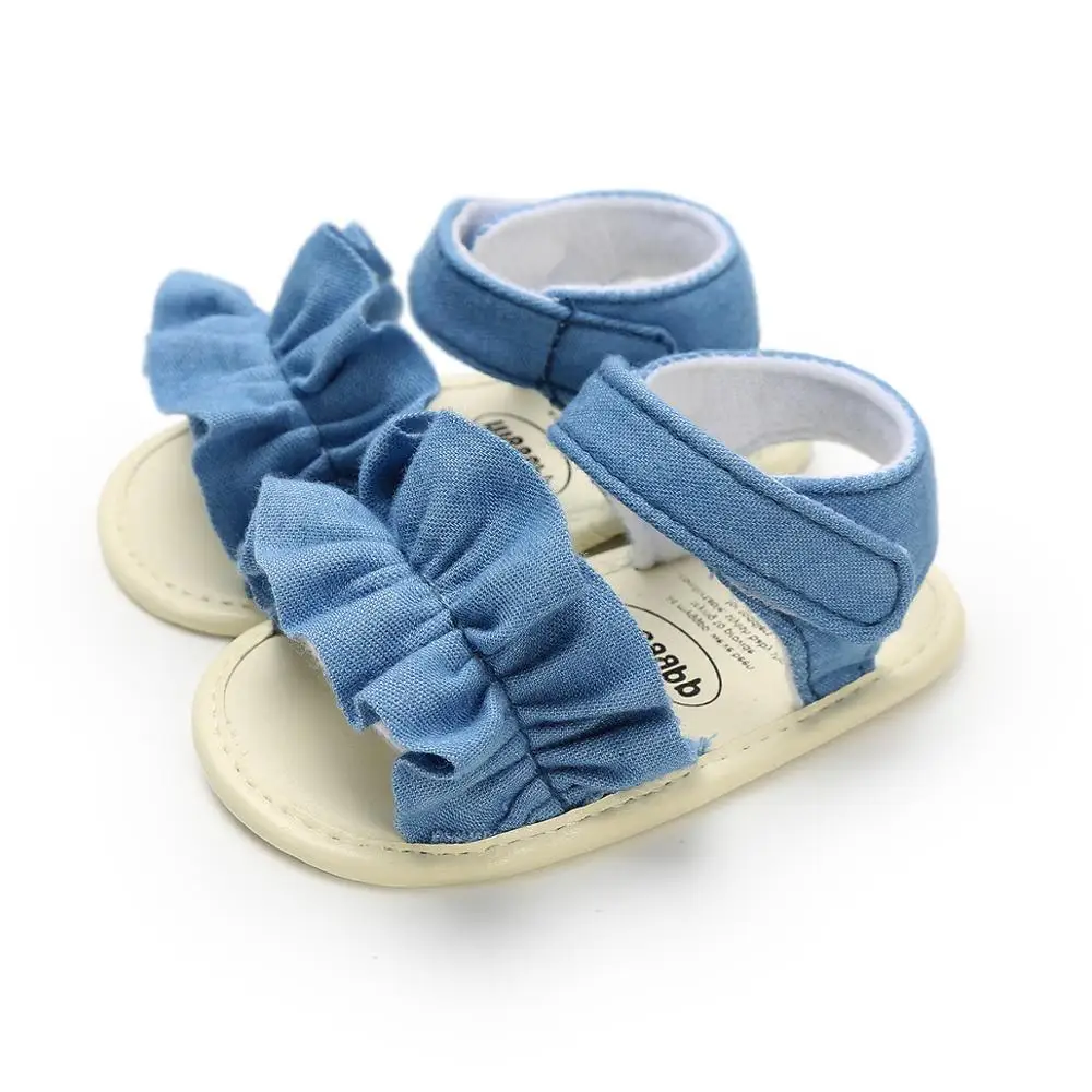 

2019 Children Summer Sandals Newborn Princess Floral Sandals Sneakers Infant Baby Girl Toddler Soft Crib Slippers, Black blue white