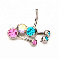 

Internally Thread Press Fit Gem Belly Button Ring Dangle Body Piercing Jewelry Titanium