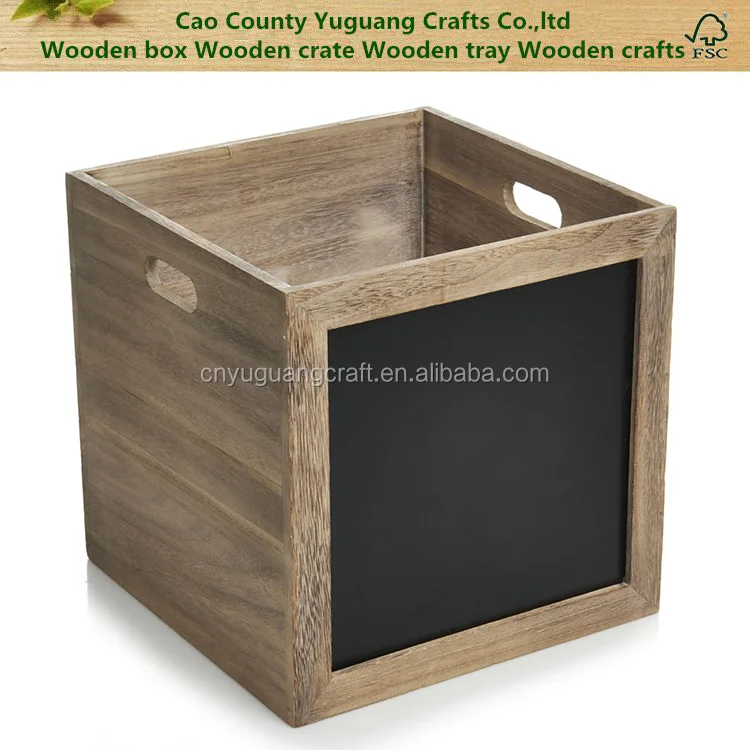 wooden box with chalkboard