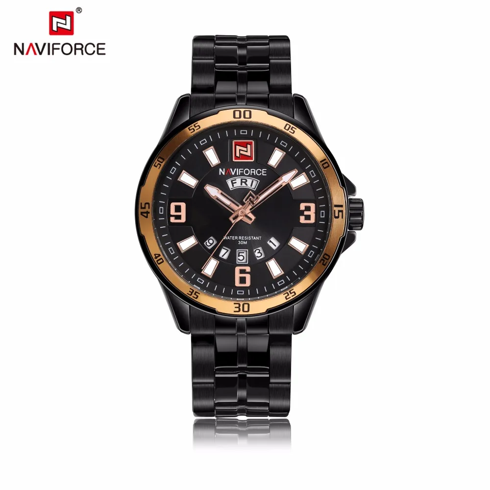 

NF9106 Men Quartz gold relogio masculino Waterproof Wrist watches Naviforce, Black;white;gold