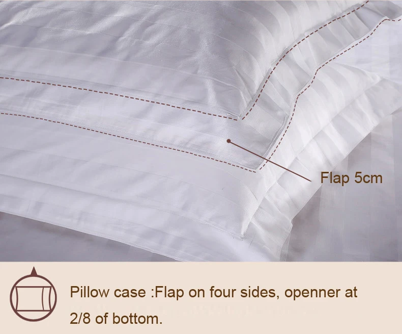 Luxury White Single Bed Satin Fabric Stripe Bedclothes Duvet Covers Bed