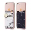 Stretchy Marble Cell Phone Stick On Wallet Card Holder Phone Pocket for iPhone And Other Smartphones. (Black/White)