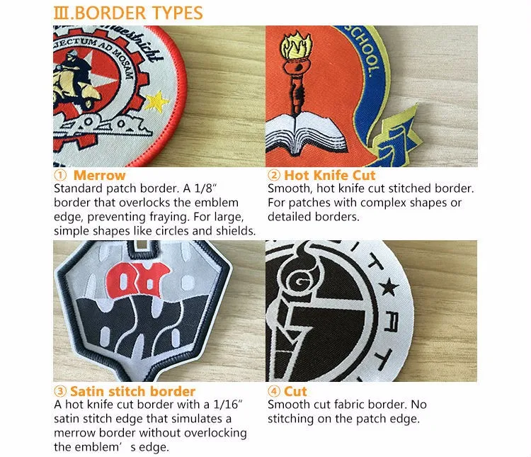 Custom Embroidery your Logo Customized Iron on Embroidered Patches Hot Cut Edge 