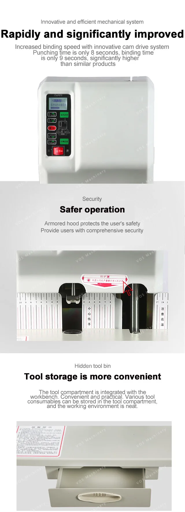 Automatic Files Binding Machine Office Voucher Bills Notes Binder For