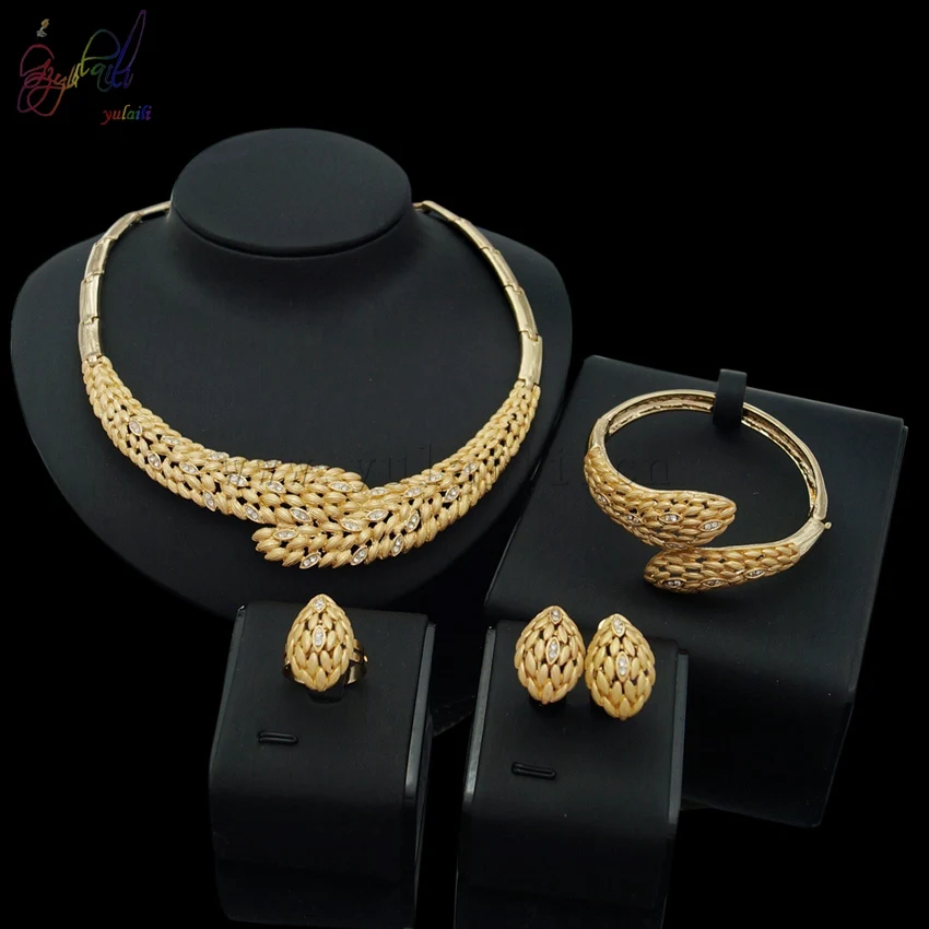 

YULAILI 2017 New Arrival Fashion Indian 18k Gold Plated Necklace Alloy Jewelry Sets