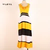 100% viscose used casual maxi fashion women daily wear cotton dress with flower decoration