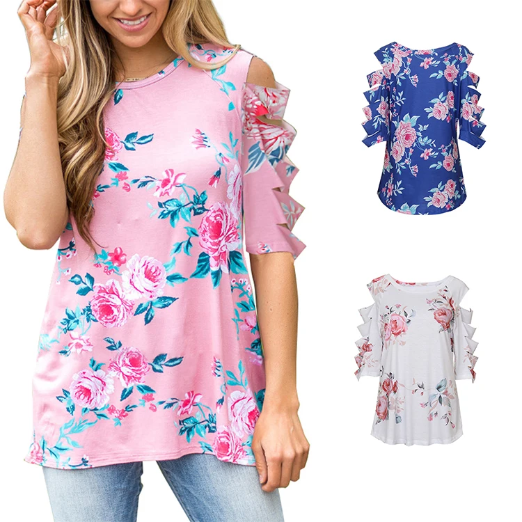 

Casual Cut Out Sleeve Woman Blouses And Tops Lady Fashion Blouses 2017, As shown