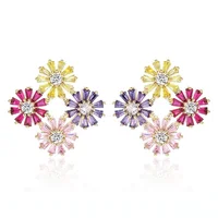 

New products flower earring colorful four flowers combination women girl jewelry stud earring