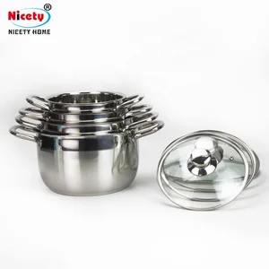 Image of stainless steel hot pot cookware set Stock Pot with double bottom insulated india stainless steel pot