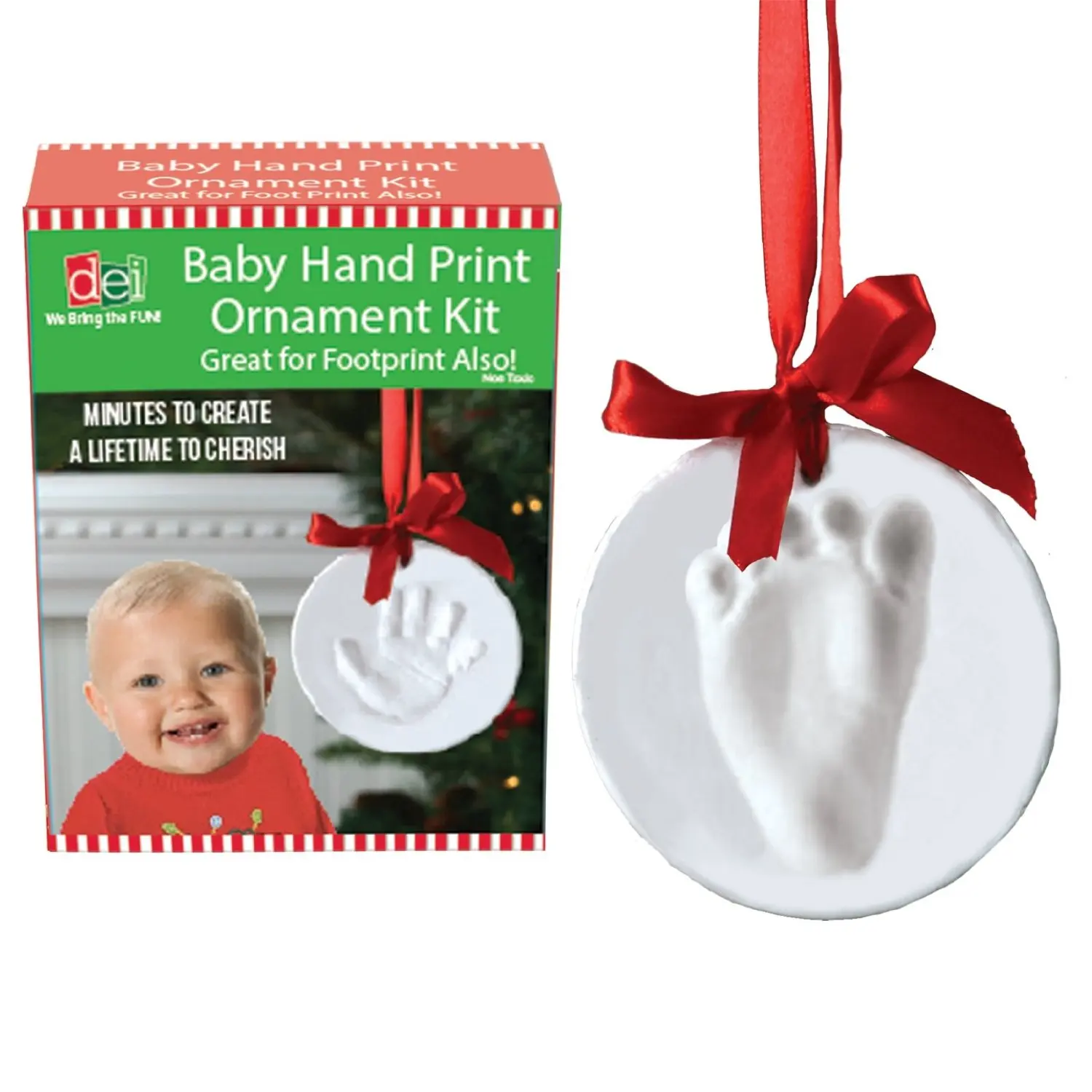 Baby Child Grandchild Handprint Footprint DIY Christmas Holiday Ornament Kit