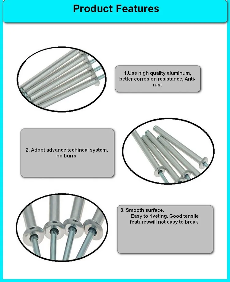 Wholesale China Factory Custom Aluminum Rivet Dimensions 4mm 4.8mm Open
