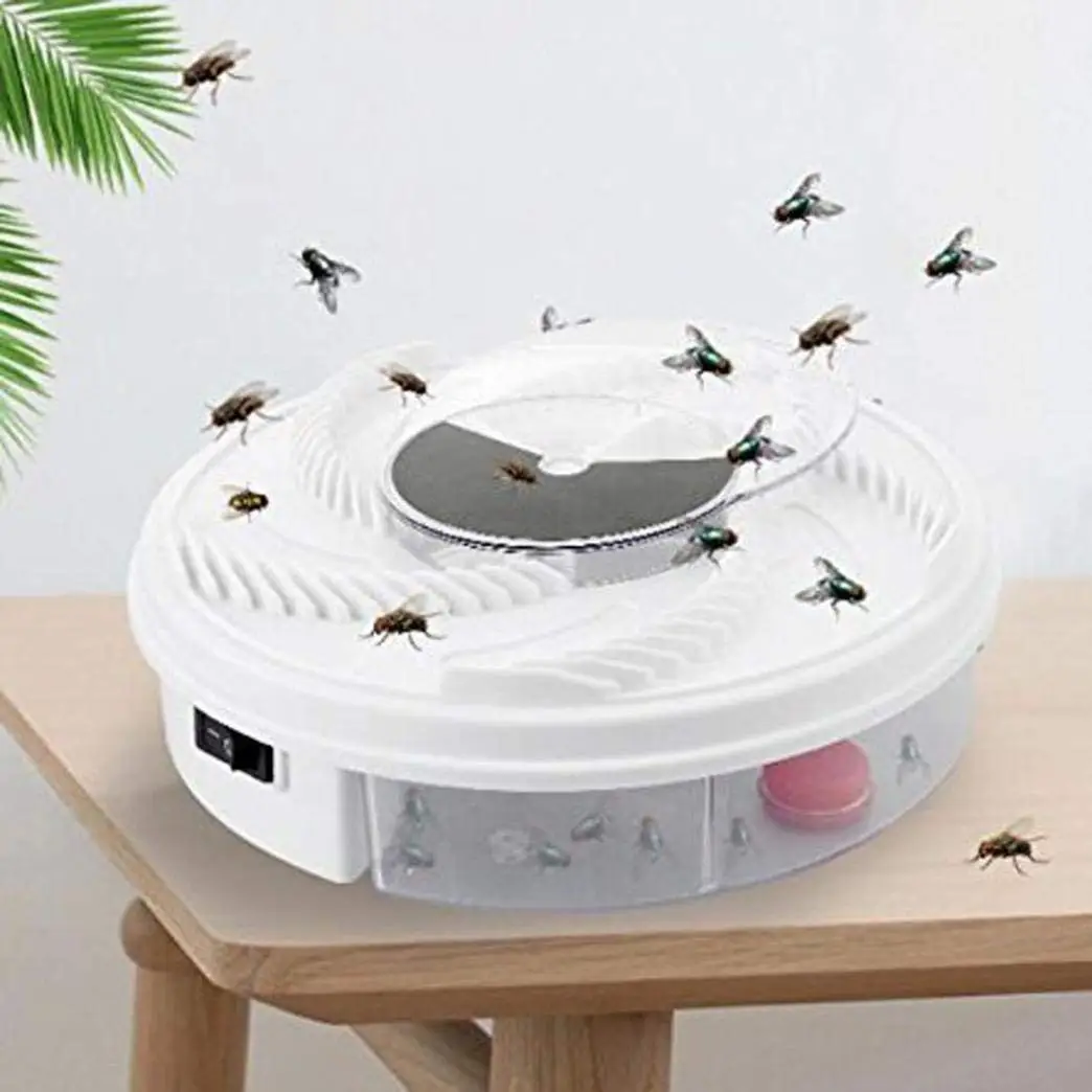 Makaor Electric Fly Trap Device with Trapping Food - White USB Cable - Killing Fruit Fly for Indoor Outdoor (White